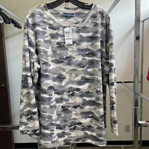Karen Scott Sport Womens Plus Size 1X Soft Pebble Camo Long Sleeve Pullover Top - Picture 1 of 6