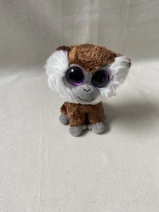 TY Tamoo Plush Stuffed Soft Toy Brown Lemur Purple Eyes Beanie 6" Animal Safari - Picture 1 of 9