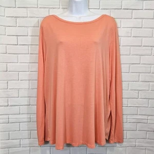 J Jill Gr. XL koralle U-Boot Ausschnitt elliptisch Viskose Mischung Langarm Top Workwear - Bild 1 von 12