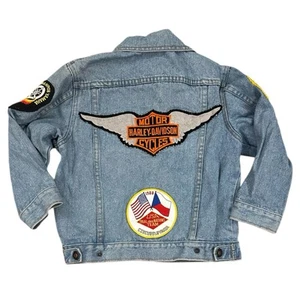 Vintage Tough Gear Boys Denim Motorcycle Jacket,Size 7 - Picture 1 of 7
