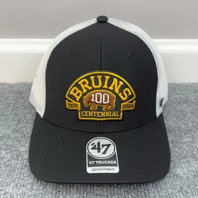 Gorra Boston Bruins '47 Marca Trucker Snapback Negra Centenario 100ª NHL Gorra Nueva con Etiquetas Foto 1 de 4