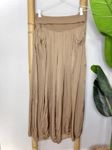 IMAGINE Made In Italy Silk Blend Brown Wide Leg Pants Women’s Size M - Picture 1 of 3