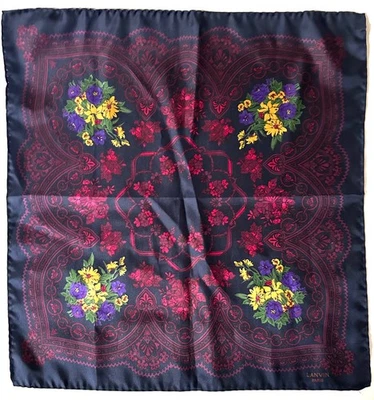 "Bufanda de bolsillo Lanvin French Silk Pochette Gavroche - 15"" x 15"" - Excelente" Foto 1 de 4