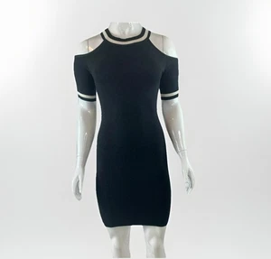 Truehitt Women's Size Small Cold Shoulder Sweater Dress Black EUC - Picture 1 of 7