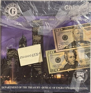[LOW #2370] FRN $20 $50 2004 EVOLUTION SET CHICAGO EG FANCY S/N LOW MATCHING NO. - Picture 1 of 2