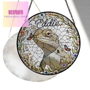 Custom Bearded Dragon Portrait Suncatcher: Reptile Pet Memorial Gift Set - Bild 1 von 2