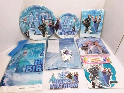 Disney Frozen 4to Cumpleaños Fiesta Suministros Decoraciones 85 piezas NUEVO Foto 1 de 3
