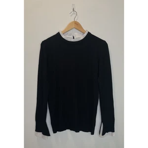 Suéter Vila Milano Cuello Plisado Mezcla de Lana Suave Oficina Preppy Dinero Negro M - Imagen 1 de 9