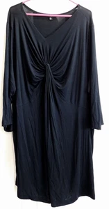 Abito tunica Ellos STRETCH maglia top 3X nero maniche lunghezza 3/4 corpetto annodato - Foto 1 di 5