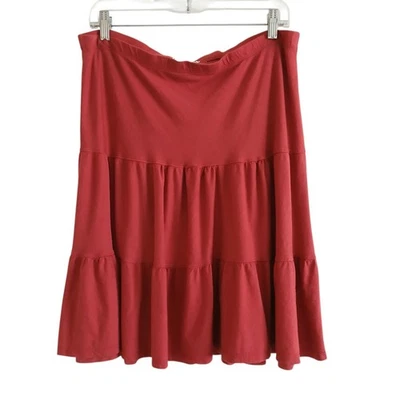 Saia Russ Berens Feminina Pequena Jersey Vermelho Camadas Stretch Cottagecore EUA EUC - Imagem 1 de 4