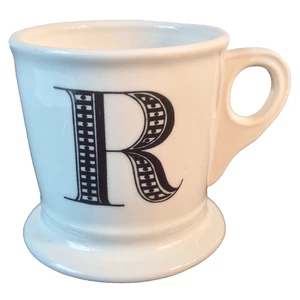 ANTHROPOLOGIE INITIAL R MONOGRAM COFFEE TEA MUG CUP SHAVING STYLE HEAVY 12-14 OZ - Picture 1 of 12