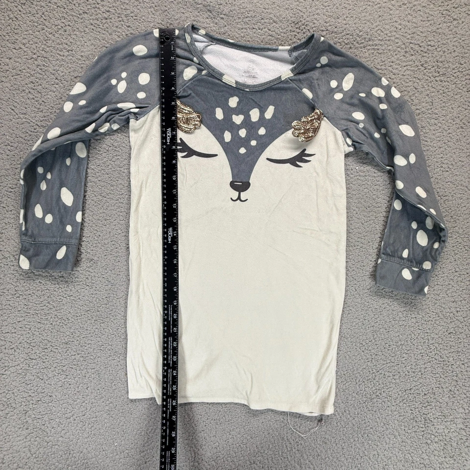 Camisa Pullover Acogedora Camisa para Dormir Justice Gris Blanco Niñas M Critter Deer Goblincore Foto 1 de 4
