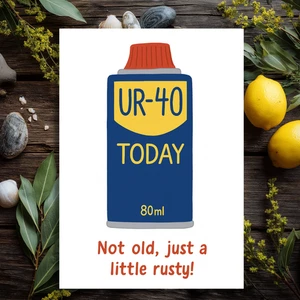 Divertida tarjeta de cumpleaños 40 UR-40 diseño de parodia, novio masculino juego de palabras hermano papá él - Imagen 1 de 5