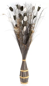 Deko-Bündel Dekogras Trockenstrauß aus Naturfasern 100 cm weiß-grau runder Boden - Bild 1 von 7