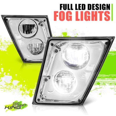 Faros antiniebla de conversión LED blancos completos para Volvo VN VNL VNM VNX 03-17 cromados Foto 1 de 4