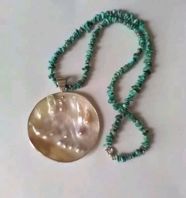 Mabe Pearl Pendant On 22 Inch Turquoise Necklace  - Image 1 of 4
