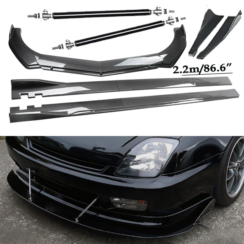 Carbon Fiber Front Bumper Lip Spoiler Side Skirt Body Kits For Honda Prelude Si Foto 1 de 4