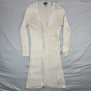 Eileen Fisher Bone Linear Long Open Duster Cardigan Pullover Damen XXS Beige USA - Bild 1 von 13