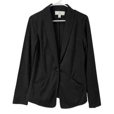 Chaqueta Blazer Caslon Negra Un Botón Para Mujer Mediana Ligera Foto 1 de 4