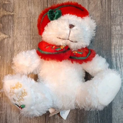2015 Blanco Walmart Deseos de Navidad Peluche Oso de Peluche Sombrero y Arco 6.5" Foto 1 de 4