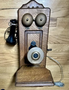 Antique Elliott Hand Crank Wood Box Wall Telephone Western Electric Converted - Picture 1 of 24