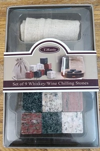 Piedras para beber, ¡juego de 9 nuevas en caja! Con bolsa de almacenamiento whisky vino - Imagen 1 de 1