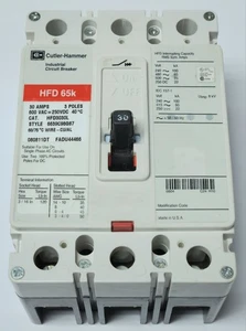 EATON CUTLER HAMMER HFD3030L 3 polos 30 AMP HFD3030 línea terminales de carga tipo HFD - Imagen 1 de 3