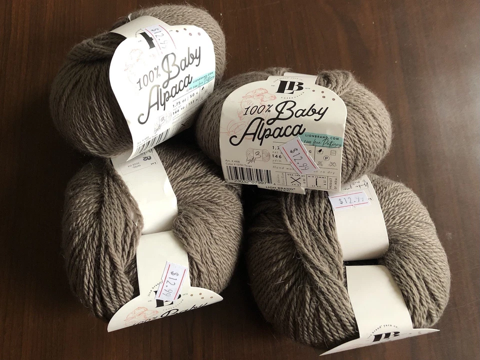 Lion Brand 100% Baby Alpaca Yarn #127H TAUPE Lot of 4 - Image 1 of 4