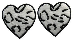 Lot 2Pcs 2-1/4" Tiger Stripes Heart Embroidery Iron On Applique Patch - Picture 1 of 1