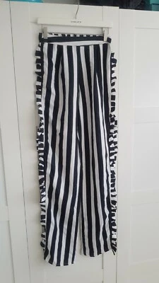 Boohoo Tall Striped frilly side split Trousers Size 8 & 6 - read description - Image 1 of 4