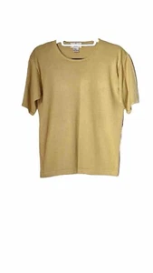 Maglione top Henri Bendel oro seta manica corta taglia large. - Foto 1 di 3