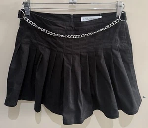 DANGERFIELD Black Friday Black Skort Skirt Shorts with Chain Womens Size 10 EUC - Picture 1 of 4