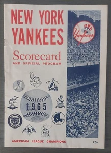 Vintage 1965 "New York Yankees Scorecard/Program vs Washington Senators" VG! - Picture 1 of 13