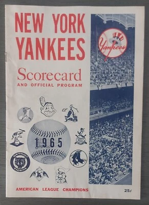 Vintage 1965 "New York Yankees Scorecard/Program vs Washington Senators" VG! - Image 1 of 4