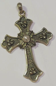 Vintage 1975 Limited Edition Sarah Coventry Large Gold Tone Cross Pendant - Bild 1 von 5