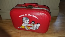 Vintage Carry-on Luggage Going to Grandma's Girl's Red Hardcase Suitcase