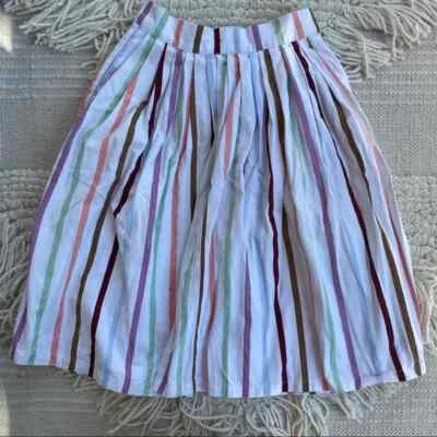 MODCLOTH white striped Aspiration Creation pleated a-line skirt XS - Image 1 of 4