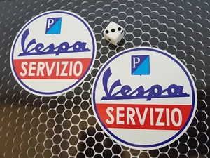 Vespa Servizio x2 90mm Stickers Decals Scooters Vans Moped piaggio mod - Picture 1 of 1