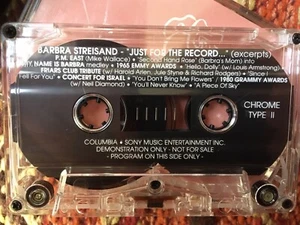 SUPER RARE Barbra Streisand - Excerpts from Just For The Record *PROMO CASSETTE - Picture 1 of 3