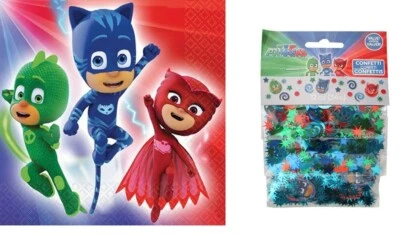 PJ Masks Birthday Party Napkins & Confetti Luncheon Size 6.5" x 6.5" Lot Setof 2 - Image 1 of 4