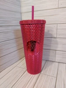 Starbucks 2022 Tumbler Sangria Hot Pink Studded Grande Cold Cup 16oz USA LN - Picture 1 of 6