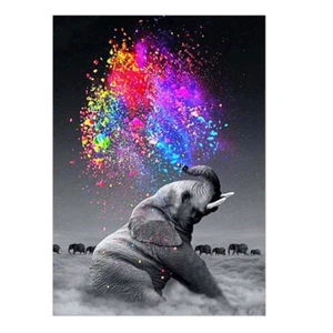5D Diamond Painting Elephant Embroidery Cross Craft Colorful Gems Arts Kit Mural - Picture 1 of 10