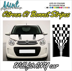 COFANO SPORTIVO CITROEN C1 C2 C3 VTR a righe decalcomanie adesivi grafica GRATIS P&P 004 - Foto 1 di 4