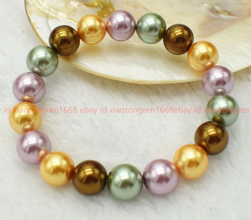 VALENTINO Grazioso! Bracciale naturale 8 10 12 mm multicolore conchiglia perle gemme perline rotonde 7 5 pollici