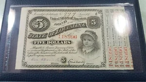 BILLETE 5 DOLLARES ESTADOS UNIDOS GUERRA DE SECESION AÑO 1886 - Imagen 1 de 9