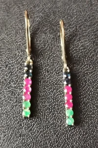 Ohrhänger Saphir, Rubin, Smaragd Gold 585 - Bild 1 von 2