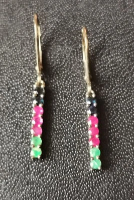 Ohrhänger Saphir, Rubin, Smaragd Gold 585 - Bild 1 von 2