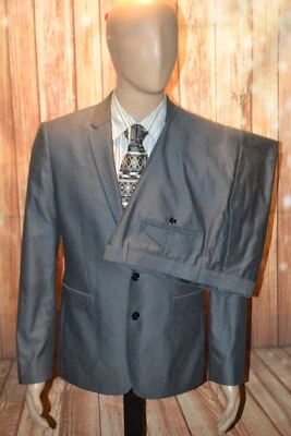 Express Men Cotton Extra Slim Gray 2 Front Button Suit Sz 40R Wst 36x31 - Image 1 of 4