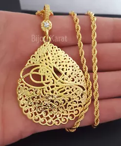 Osmanli Tugra Kette 22 Karat vergoldet 22 Ayar Altin Kaplama Kolye Zincir Oval - Bild 1 von 2