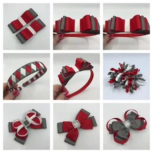 Red, Grey and White School Hair Accessories - Picture 1 of 53